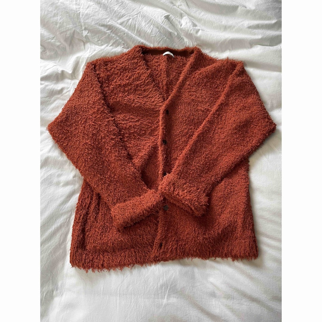 LIDNM FEATHER YARN LOOSE CARDIGAN ORANGEトップス