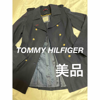 トミーヒルフィガー(TOMMY HILFIGER)の[美品]TOMMY HILFIGER  ウールコート　オーバー　ネイビー(ロングコート)