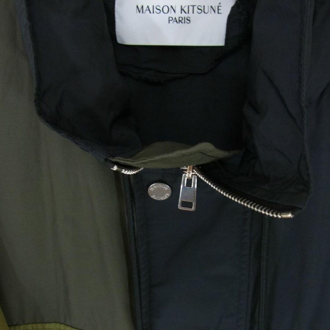 MAISON KITSUNE'(メゾンキツネ)のMAISON KITSUNE メゾンキツネ 22SS IU02293WC0012 KMO02020 MULTIPOCKET RAINCOAT 袖パッチワーク マルチカーゴポケット クレイジーパターン フーデッド レイン コート カーキ系 L【中古】 メンズのジャケット/アウター(その他)の商品写真