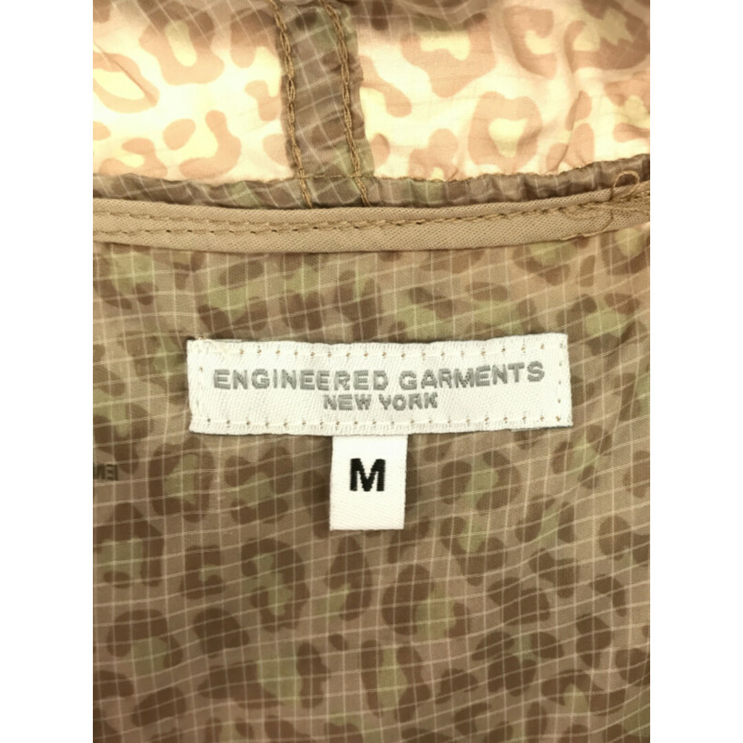 Engineered Garments エンジニアドガーメンツ レオパードロゴプリントナイロンプルオーバーパーカー ブラウン M