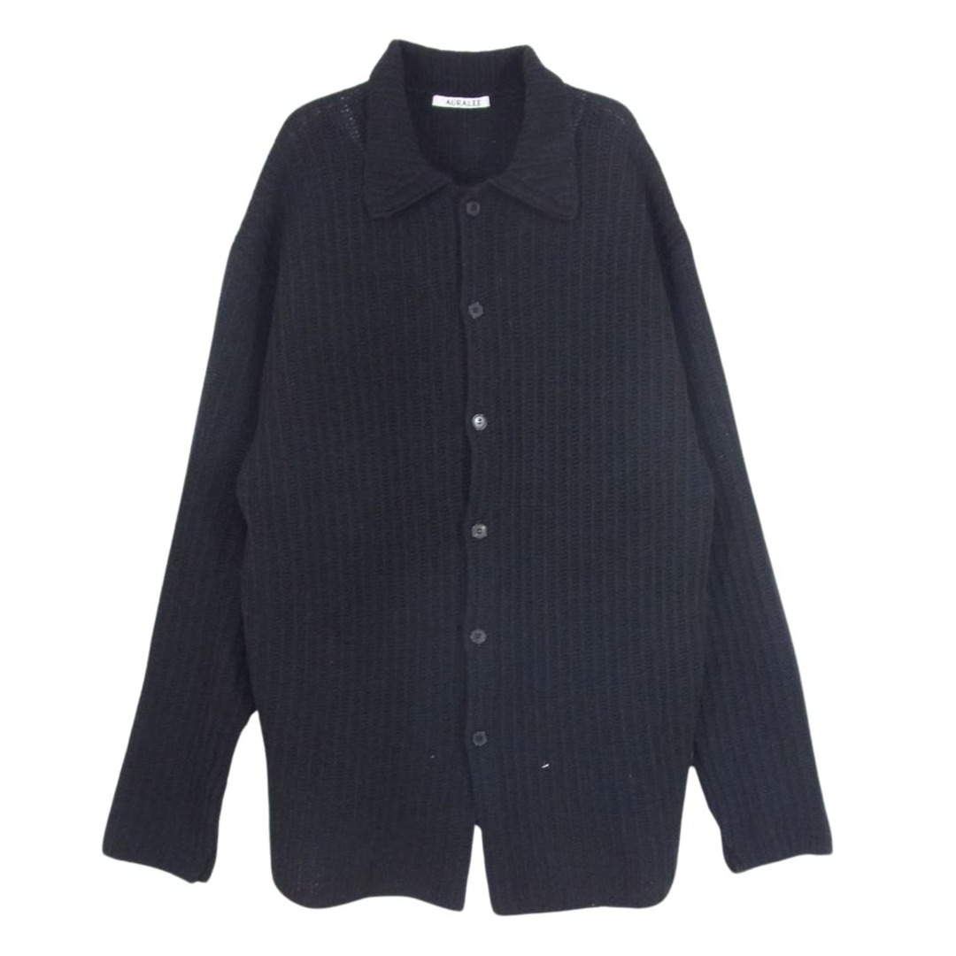 AURALEE オーラリー A23SC01HA BRUSHED COTTON WOOL RIB KNIT SHIRT ニット シャツ ブラック系 4