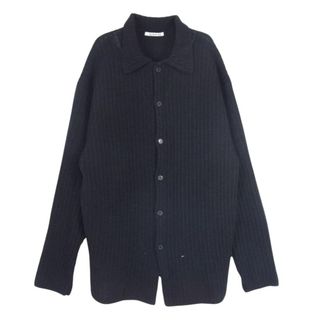 オーラリー(AURALEE)のAURALEE オーラリー A23SC01HA BRUSHED COTTON WOOL RIB KNIT SHIRT ニット シャツ ブラック系 4【中古】(カーディガン)