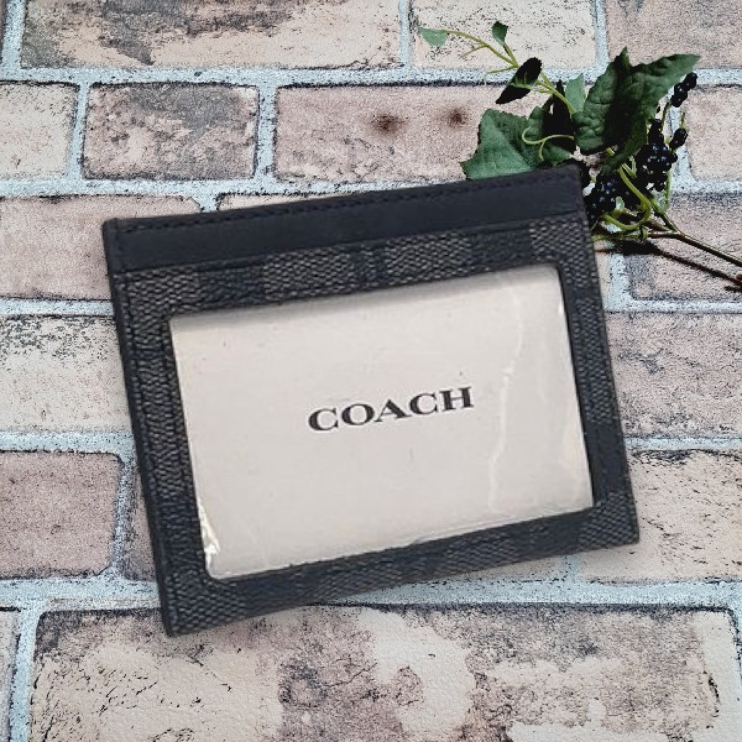 COACH(コーチ)の新品　COACH コーチ　カードケース　定期入れ　名刺入れ　チャコール メンズのファッション小物(名刺入れ/定期入れ)の商品写真