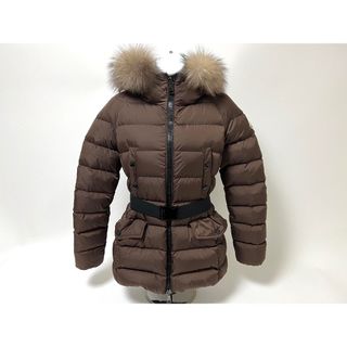 モンクレール(MONCLER)のMONCLER モンクレール CLION GIUBBOTTO クリオン レディース ダウンジャケット アウター ファー フード ベルト ナイロン ブラウン サイズ:0 超美品(ダウンジャケット)