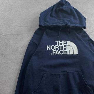 ザノースフェイス(THE NORTH FACE)のノースフェイス　デカロゴ　ブランドロゴ　プリントパーカー　古着　ネイビー(パーカー)