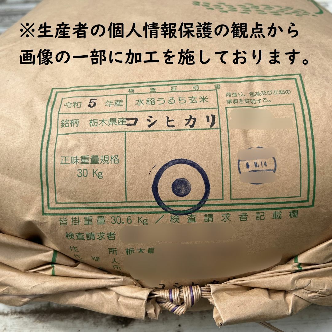 令和5年産　栃木県産コシヒカリ　検査1等　玄米10kg(精米無料) 食品/飲料/酒の食品(米/穀物)の商品写真