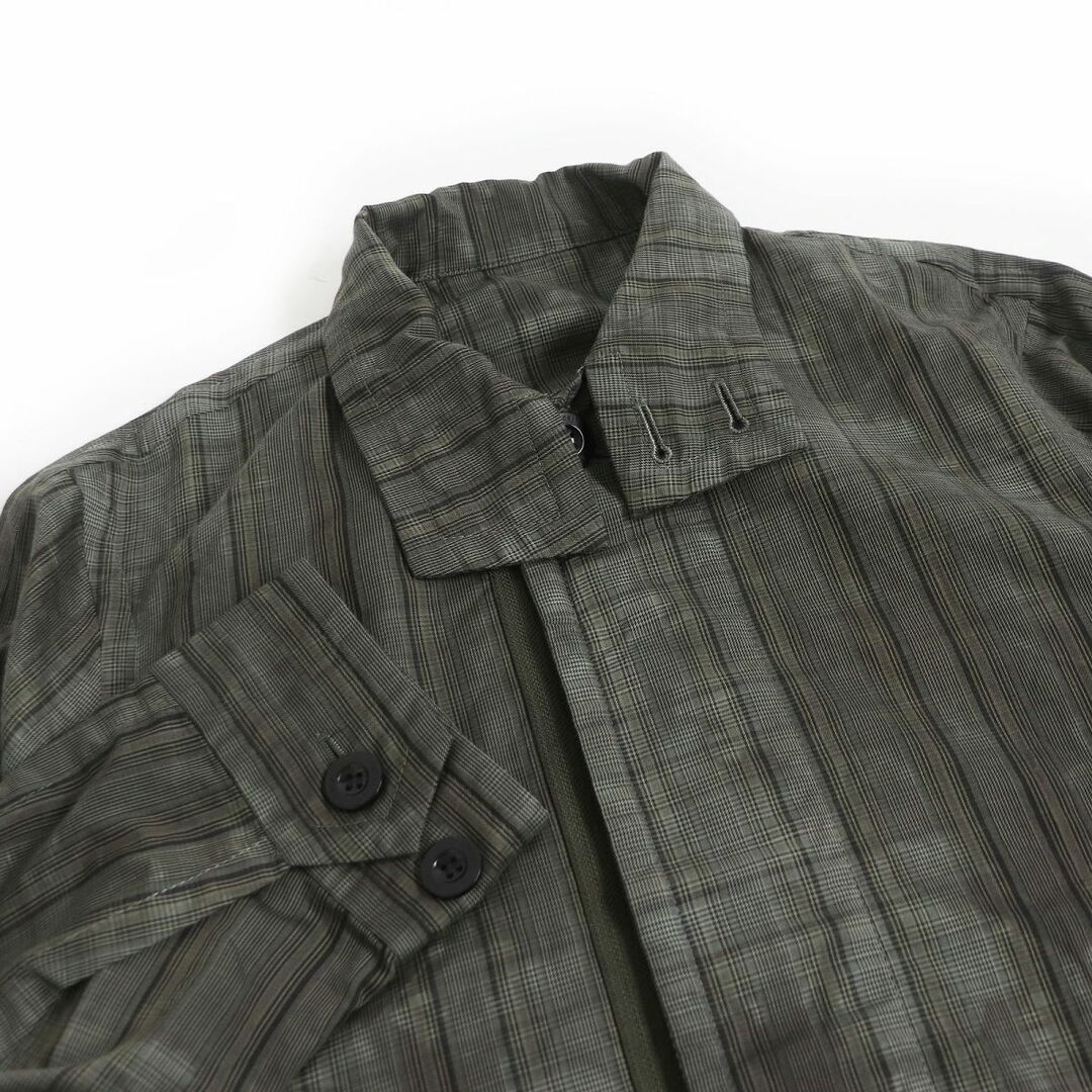 106cm裄丈未使用品□22SS sacai/サカイ 22-02750M グレンチェック カモフラ柄 WZIP 薄手 ロング丈 スタンドカラーコート グリーン 1 日本製 正規品