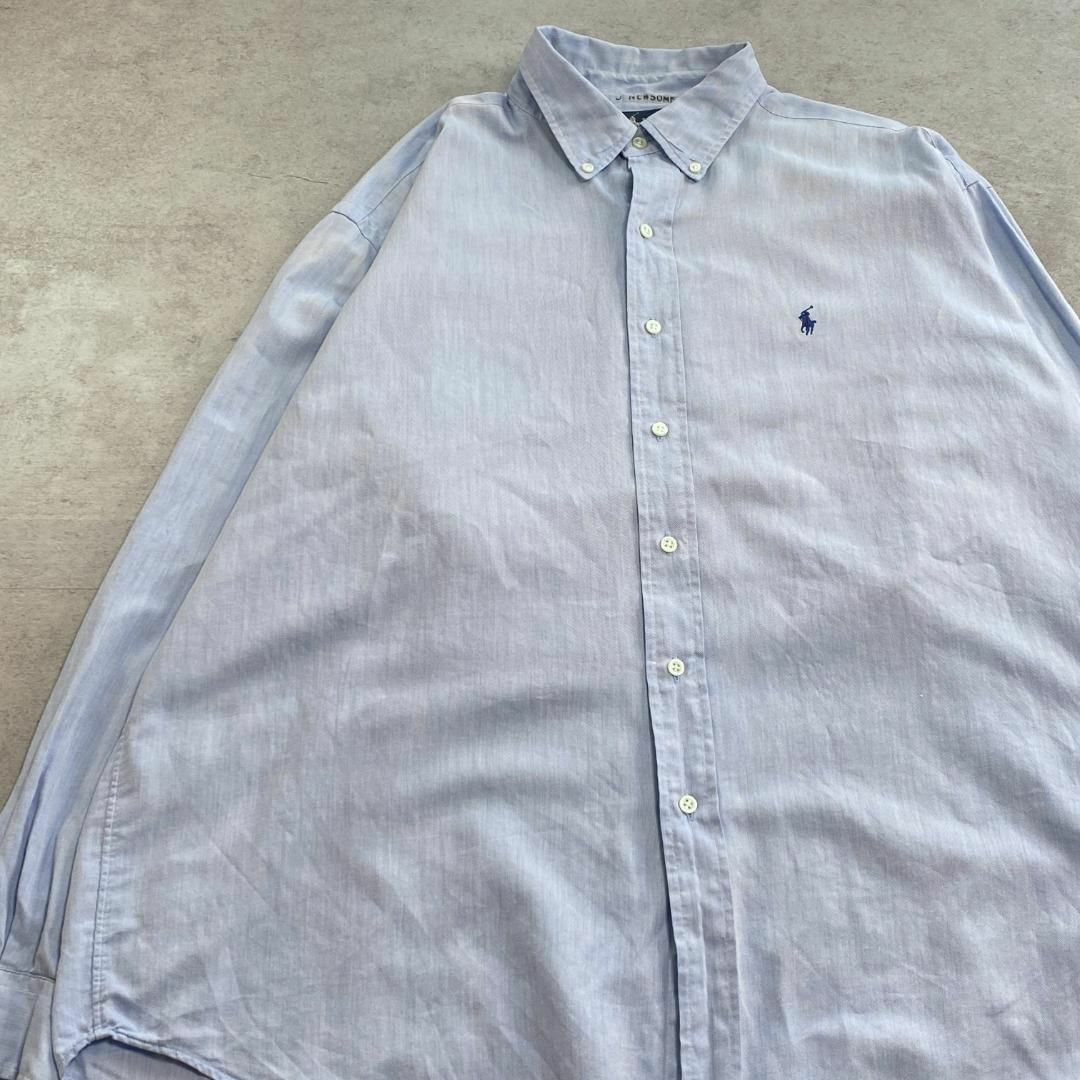 Ralph Lauren(ラルフローレン)のラルフローレン　人気デザイン　BLAKE　長袖シャツ　古着　ライトブルー　XL メンズのトップス(シャツ)の商品写真