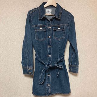 ザラ(ZARA)の美品　ZARA デニムワンピース(ミニワンピース)