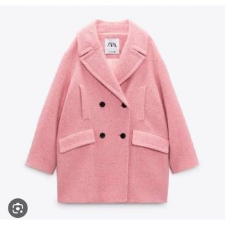 ザラ(ZARA)のZARA オーバーサイズ仕様ダブルブレストコート ピンク(ピーコート)