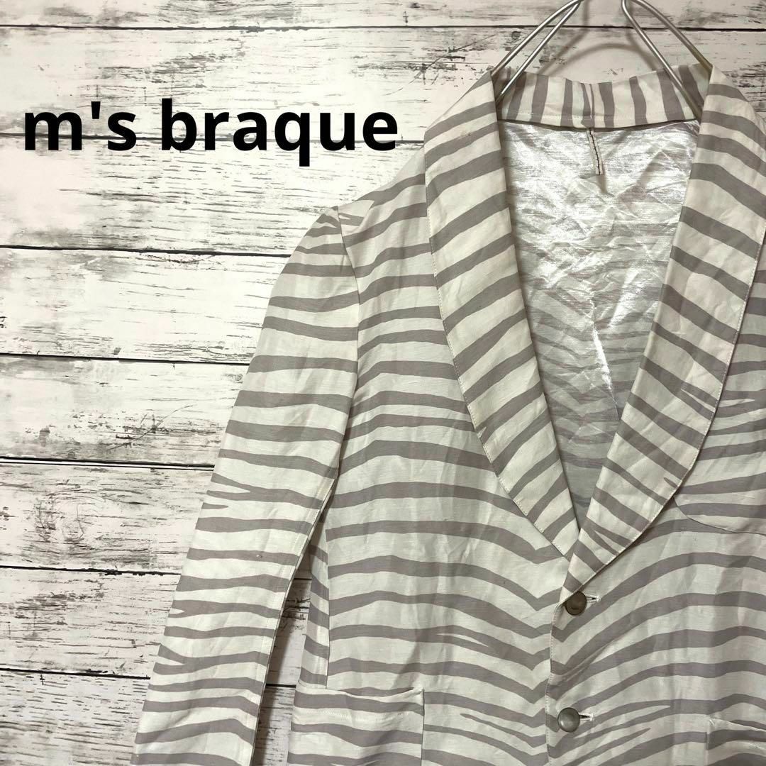 m's braque - m's braque ゼブラ柄リネン混テーラードジャケット