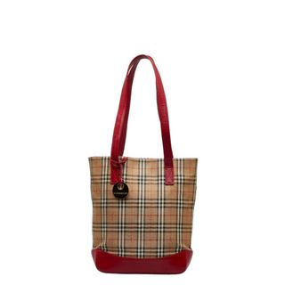 BURBERRY バーバリー トートバッグ バケツ型 ノバチェック レッド-