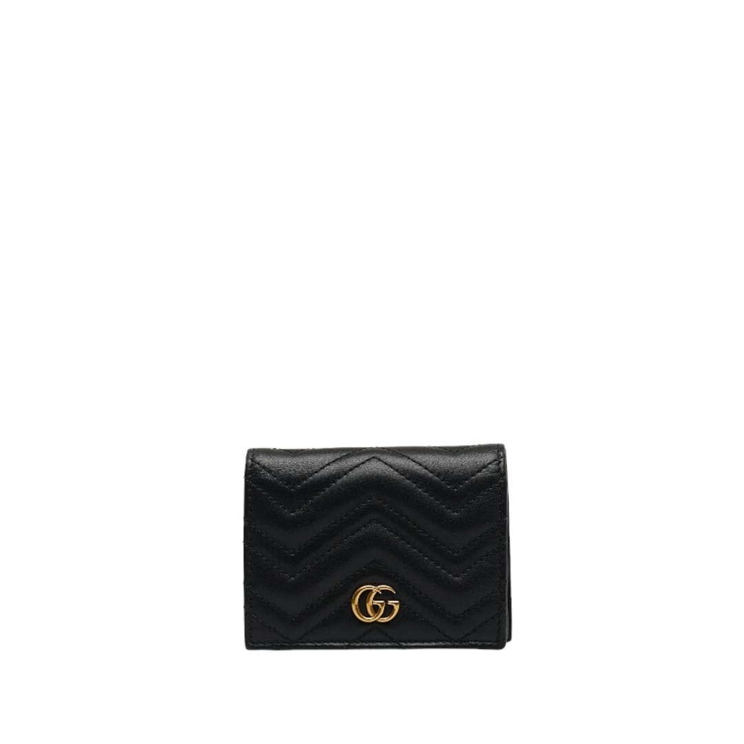 美品 グッチ GGマーモント 二つ折り財布 コンパクトウォレット 466492