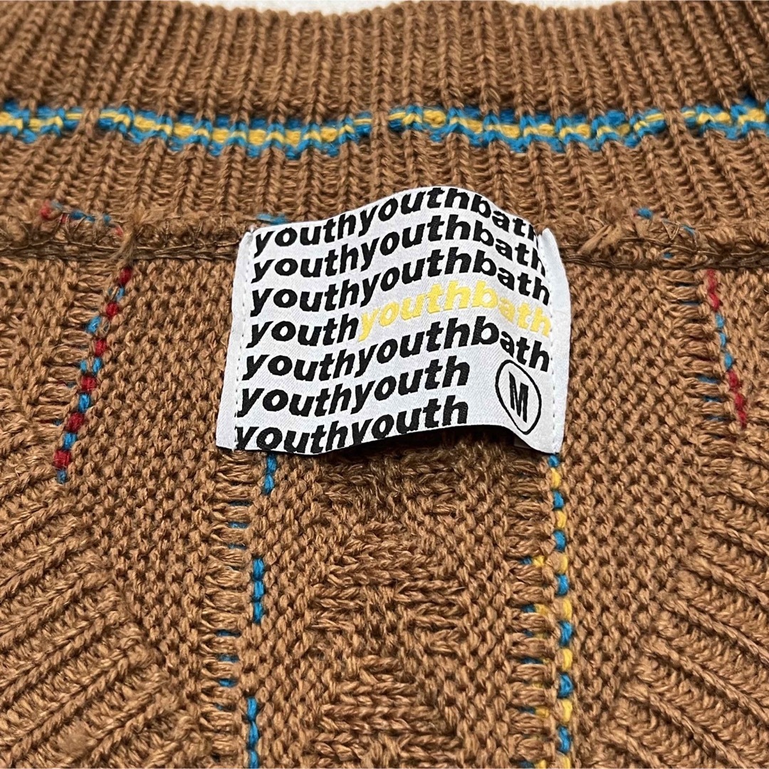 YOUTHBATH】ユースバース 3Dニット Vネック セーター アースカラー YOUTHBATH】ユースバース 3Dニット Vネック セーター アースカラー