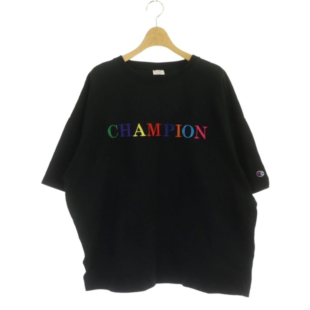 Champion(チャンピオン)のチャンピオン ビッグTシャツ カットソー 半袖 刺繍 M 黒 CW-R309 レディースのトップス(Tシャツ(半袖/袖なし))の商品写真