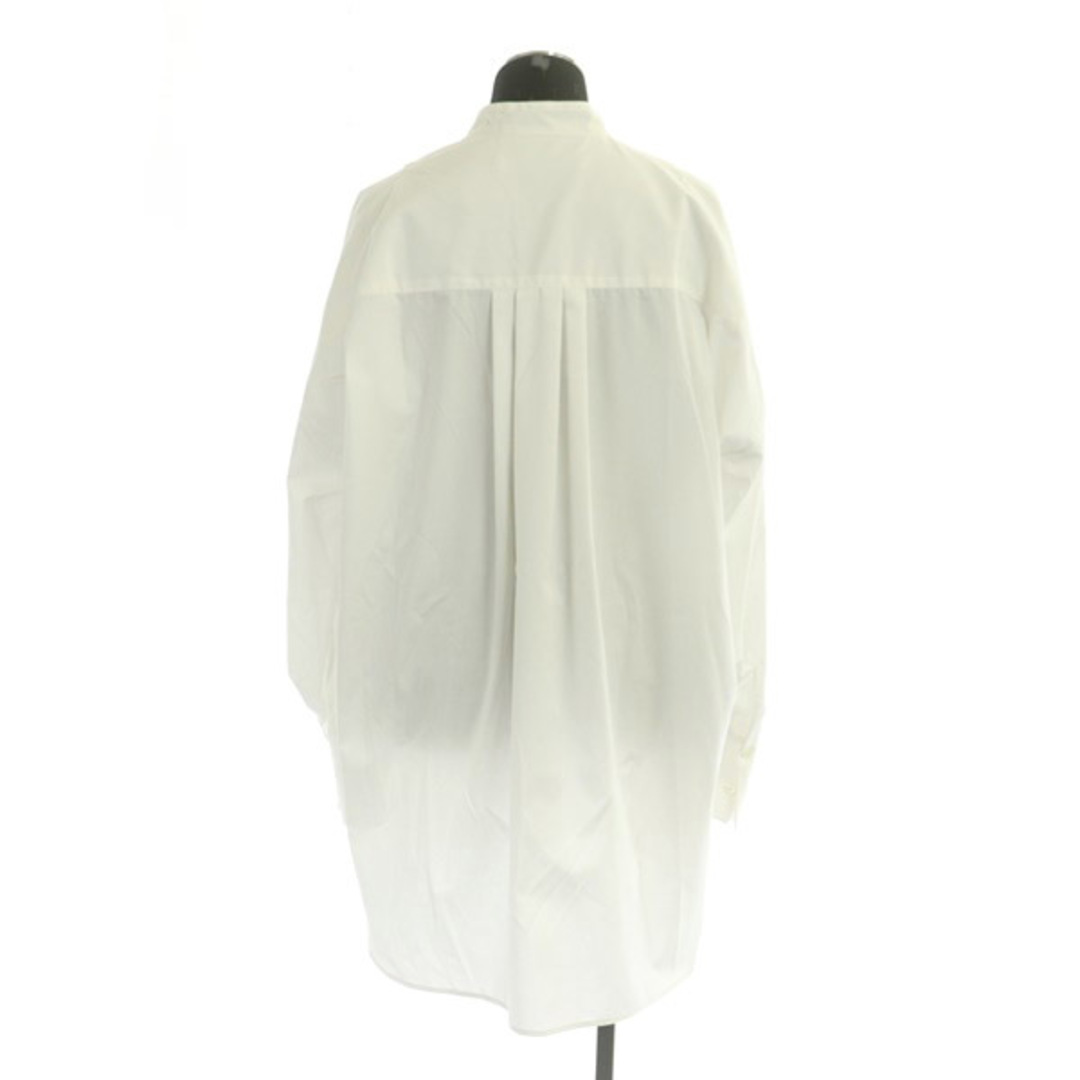 tiara(ティアラ)のティアラ スタンドカラービッグシャツ 長袖 比翼ボタン タックプリーツ 白 レディースのトップス(シャツ/ブラウス(長袖/七分))の商品写真