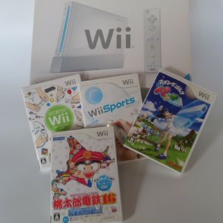 ウィー(Wii)の任天堂 wii本体 wiiゲームソフト4本セット 桃太郎電鉄16北海道大移動(家庭用ゲーム機本体)