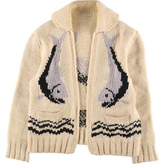 古着 60~70年代 UNKNOUWN 総柄 シャケ柄 カウチンセーター メンズL