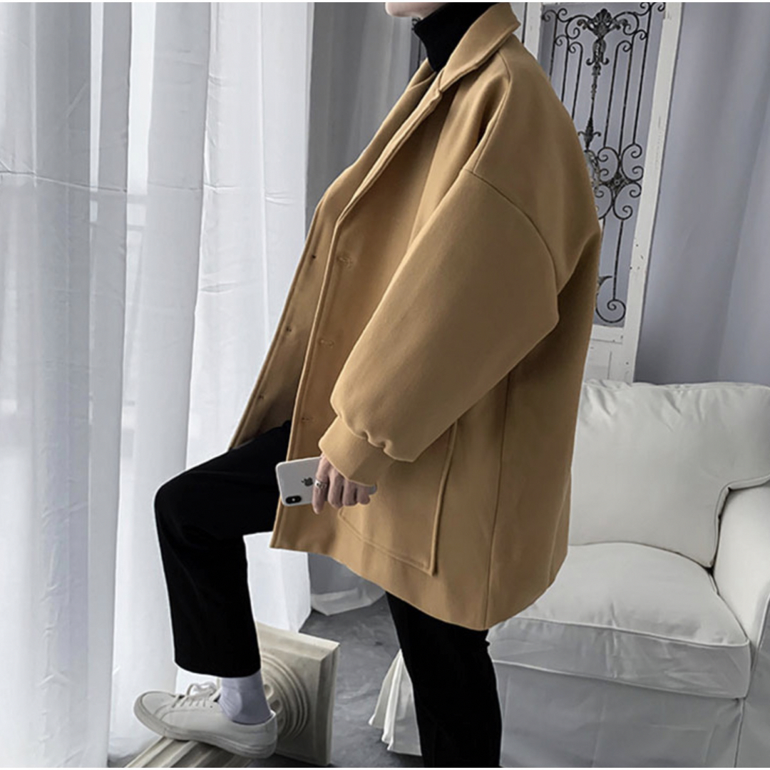 コート ベージュ メンズ チェスターコート アウター 大きいサイズ 韓国 ロング メンズのジャケット/アウター(チェスターコート)の商品写真