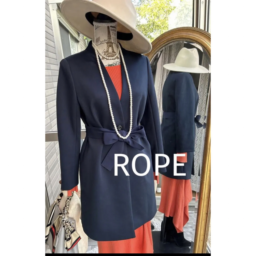 ROPE’(ロペ)の綺麗なお姉さんのROPEロペ質の良いノーカラーコート レディースのジャケット/アウター(チェスターコート)の商品写真