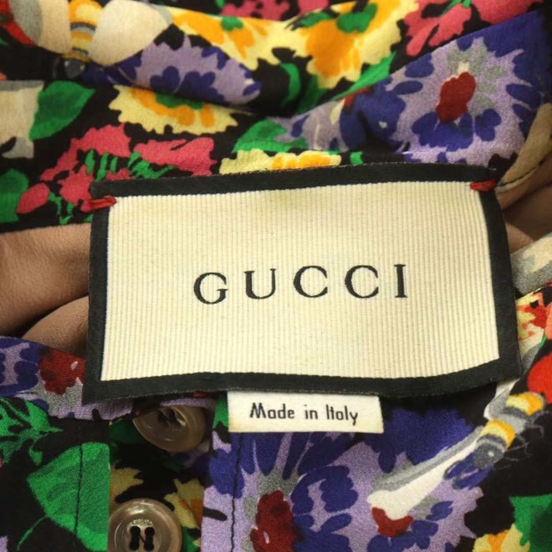 Gucci(グッチ)のグッチ フラワー総柄ボウタイ付 シルクシャツ ブラウス 44 L マルチカラー レディースのトップス(シャツ/ブラウス(長袖/七分))の商品写真