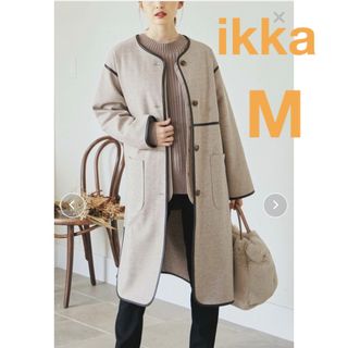 イッカ(ikka)のぷぅ様専用　ikka パイピンク3wayコート ミディグレイ M(ロングコート)