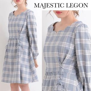 マジェスティックレゴン(MAJESTIC LEGON)のマジェスティックレゴン レースアップ チェック ワンピース(ひざ丈ワンピース)