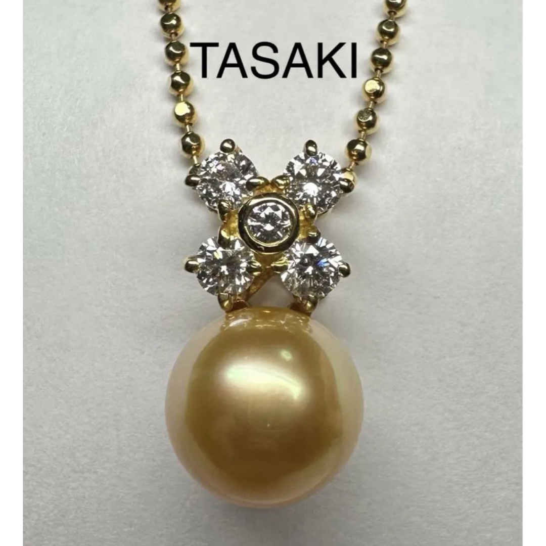 タサキ　11.5㎜ゴールデンパール×ダイヤ0.28ct  美品