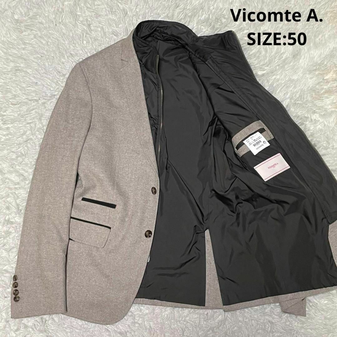 大きいサイズ Vicomte A 2way ヘリンボーンテーラードジャケット