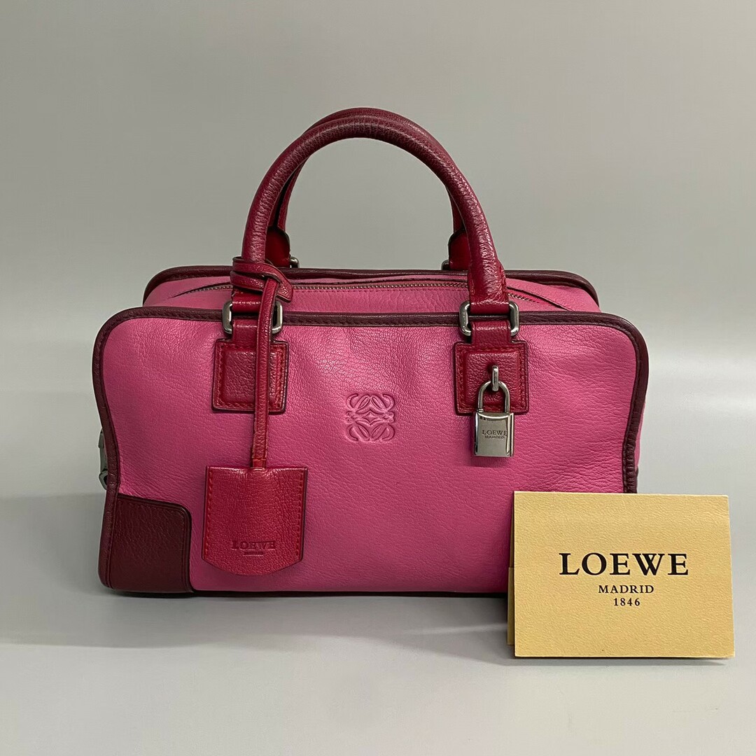 美品 LOEWE ロエベ アナグラム アマソナ28 レザー ハンドバッグ-