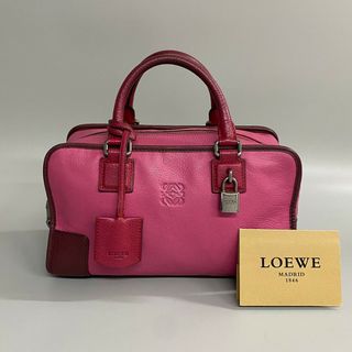 LOEWE ロエベ センダ  ハンドバッグ  レザー   レッド系 シルバー金具  ミニボストン セミショルダーバッグ 【本物保証】