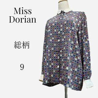 【大人気◎】Miss Dorian　ジオメトリック柄シャツ　9　総柄　ボタニカル(シャツ/ブラウス(長袖/七分))