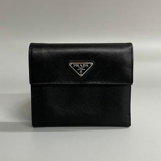 美品✨プラダ 折り財布　シボ革 ベージュ ミニ財布 ミニウォレット コンパクト