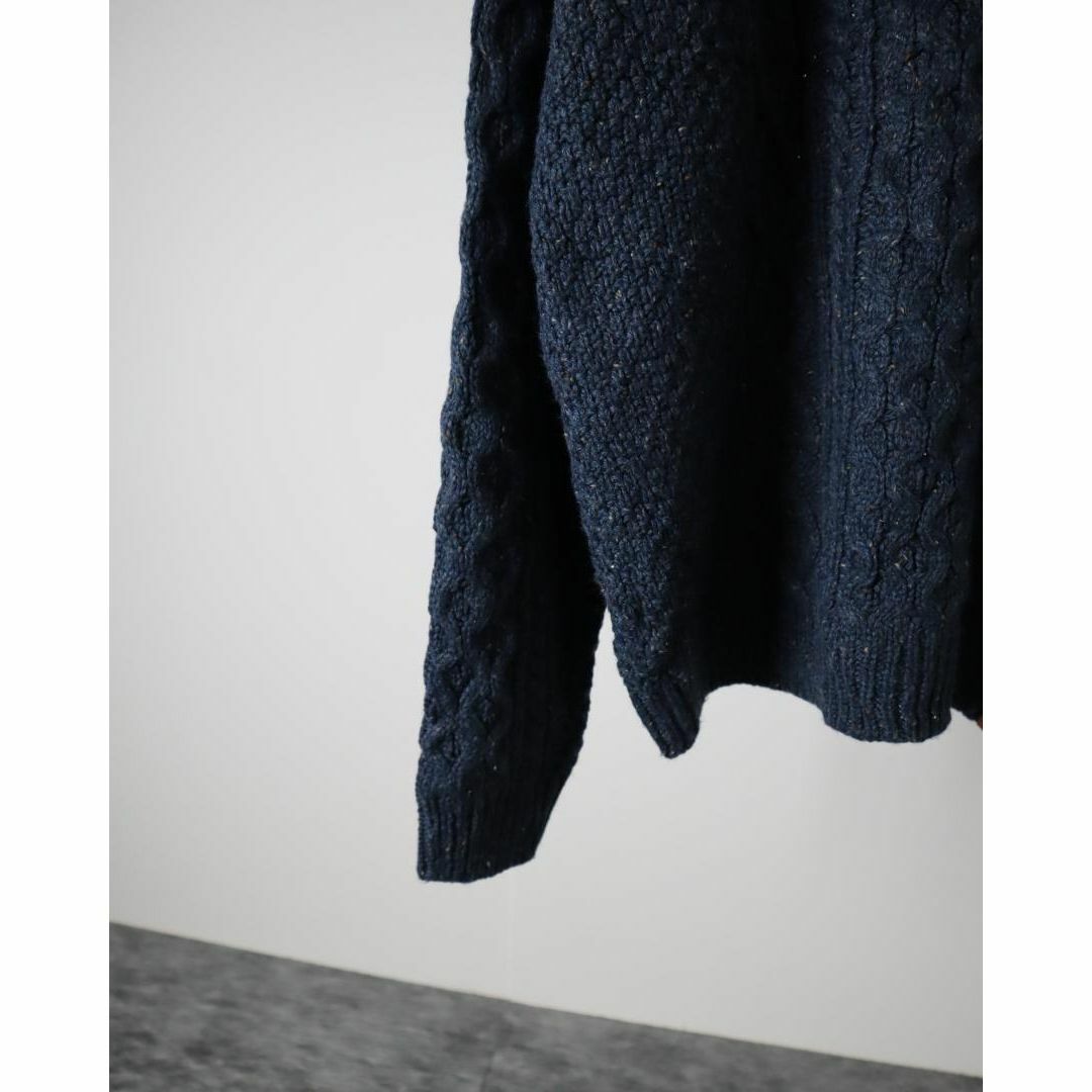 ART VINTAGE(アートヴィンテージ)の【vintage】カラーネップ ケーブル編み ルーズ ニット セーター 濃紺 メンズのトップス(ニット/セーター)の商品写真