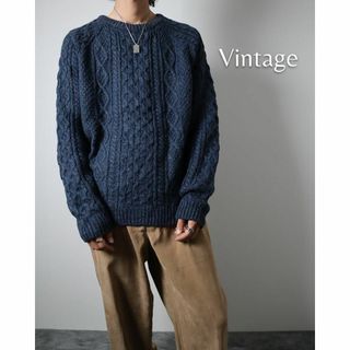 アートヴィンテージ(ART VINTAGE)の【vintage】カラーネップ ケーブル編み ルーズ ニット セーター 濃紺(ニット/セーター)