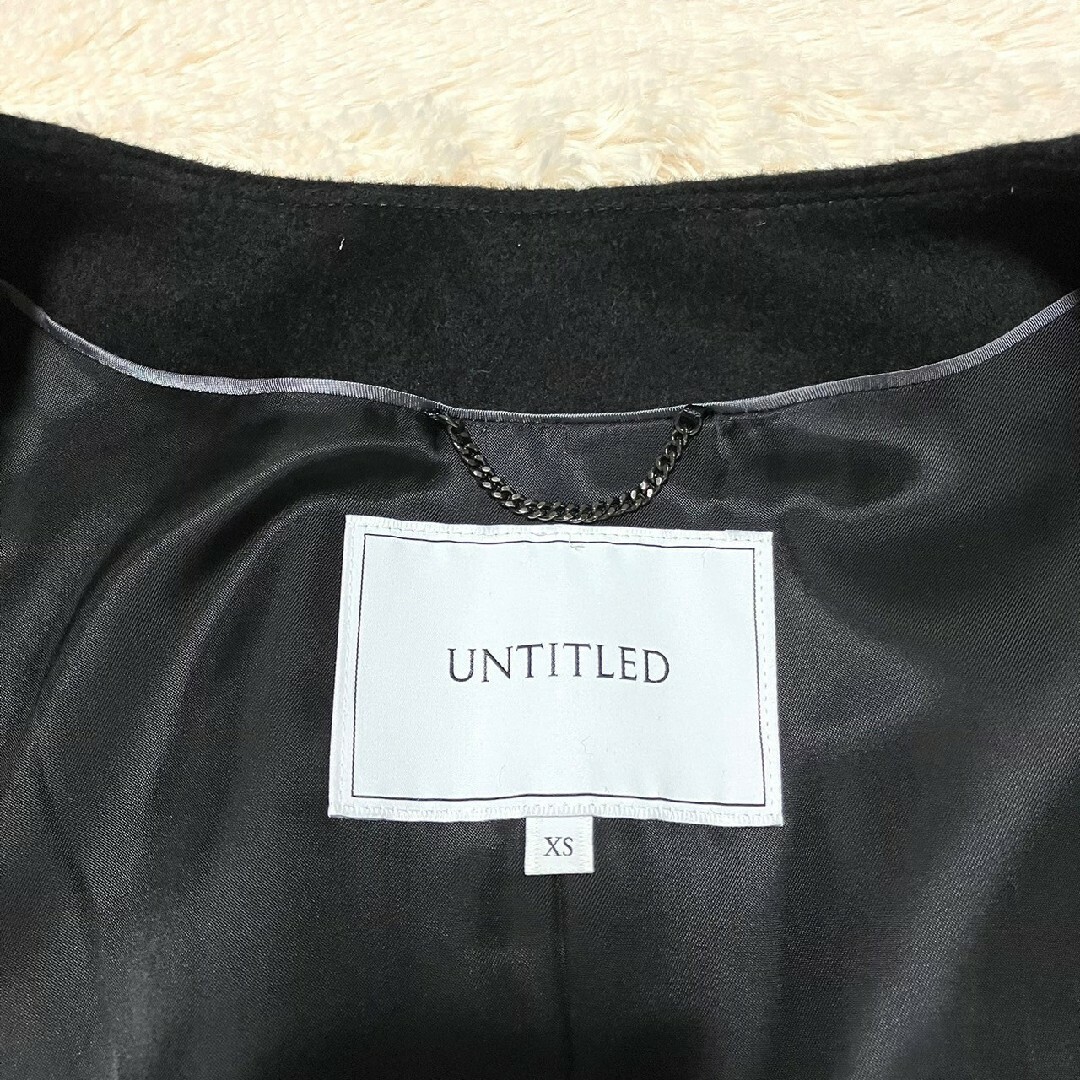 UNTITLED(アンタイトル)の極美品★UNTITLED★現行品タグ カシミヤ混 ノーカラーコート XS 黒 レディースのジャケット/アウター(ロングコート)の商品写真