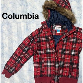 コロンビア(Columbia)のColumbia  フェイクダウンジャケット  サイズS 赤チェック(ダウンジャケット)