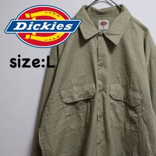 ディッキーズ(Dickies)のディッキーズ　古着　ワークシャツ　シンプル　無地　ボタン下タグ　L　a(シャツ)