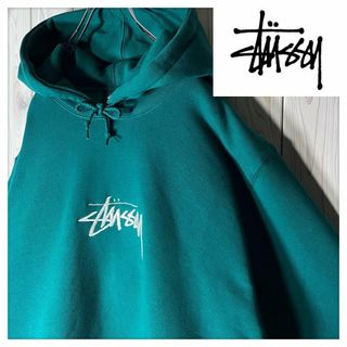 極希少 STUSSY パーカー NO.4 SSリンク USA製 黒 青 M-