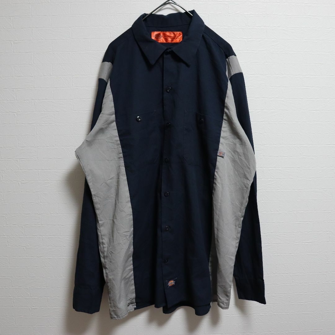 Dickies(ディッキーズ)のディッキーズ　古着　ワークシャツ　シンプル　無地　ボタン下タグ　L メンズのトップス(シャツ)の商品写真