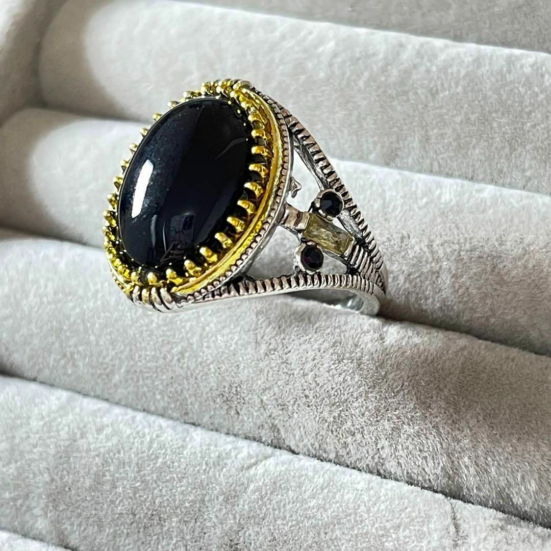 指輪　メンズ　シルバー　レトロ　高級　ナチュラル　ブラック　海外　ストーン　闇 メンズのアクセサリー(リング(指輪))の商品写真