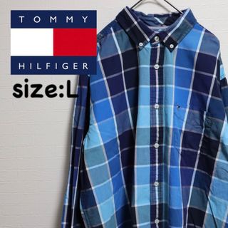 トミーヒルフィガー(TOMMY HILFIGER)のトミーヒルフィガー　古着　長袖シャツ　チェック　ゆるダボ　L(シャツ)