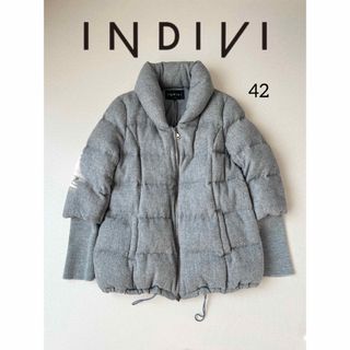 インディヴィ(INDIVI)の美品 INDIVI インディヴィ 大きいサイズ 42 ダウンコート ショール襟(ダウンコート)