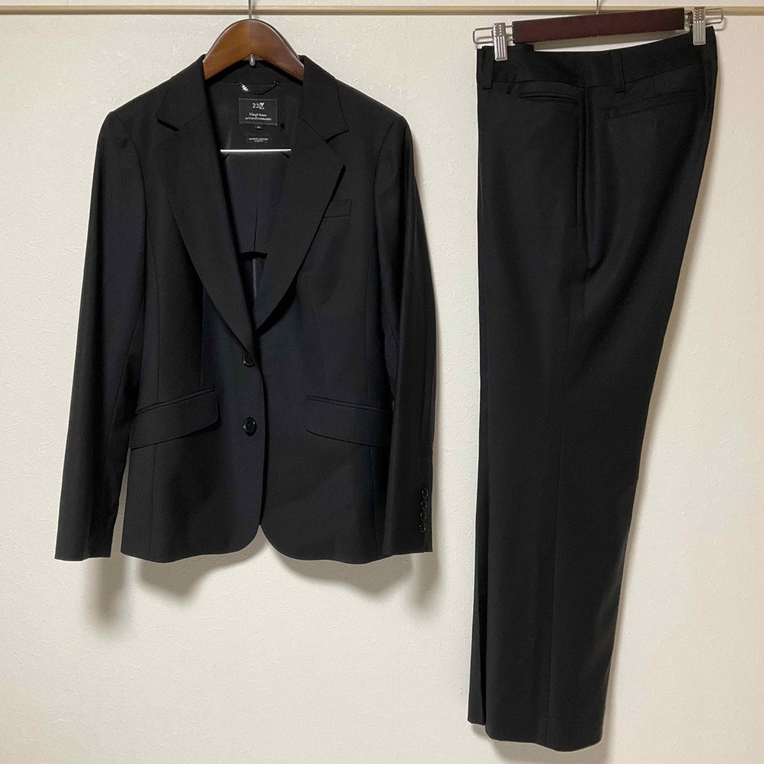 極美品】23区 パンツスーツ 44 OL ビジネス セレモニー ブラック-