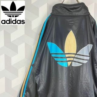 【アディダス】XXL刺繍トレフォイルロゴ トラックジャケット 黒adidas(ジャージ)