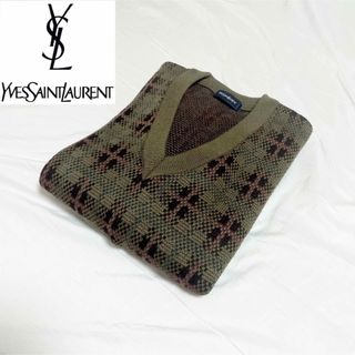 イヴサンローラン(Yves Saint Laurent)の【イヴサンローラン Yves Saint Laurent】vネック 総柄 ニット(ニット/セーター)