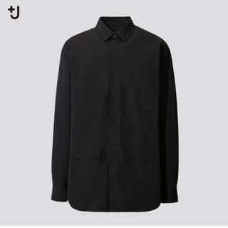 ユニクロ(UNIQLO)のUNIQLO +j スーピマコットンオーバーサイズシャツ S ブラック ブラウス(シャツ)