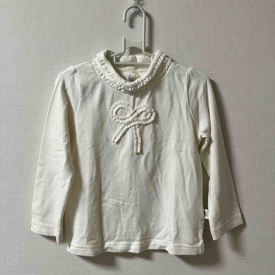 kumikyoku（組曲）(クミキョク)のクミキョク 組曲 タートルネック ハイネック 長袖Tシャツ 白 100cm キッズ/ベビー/マタニティのキッズ服女の子用(90cm~)(Tシャツ/カットソー)の商品写真