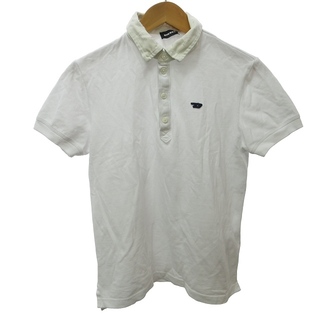 ディーゼル(DIESEL)のディーゼル DIESEL ポロシャツ カットソー ロゴ刺繡 半袖 白 S(ポロシャツ)