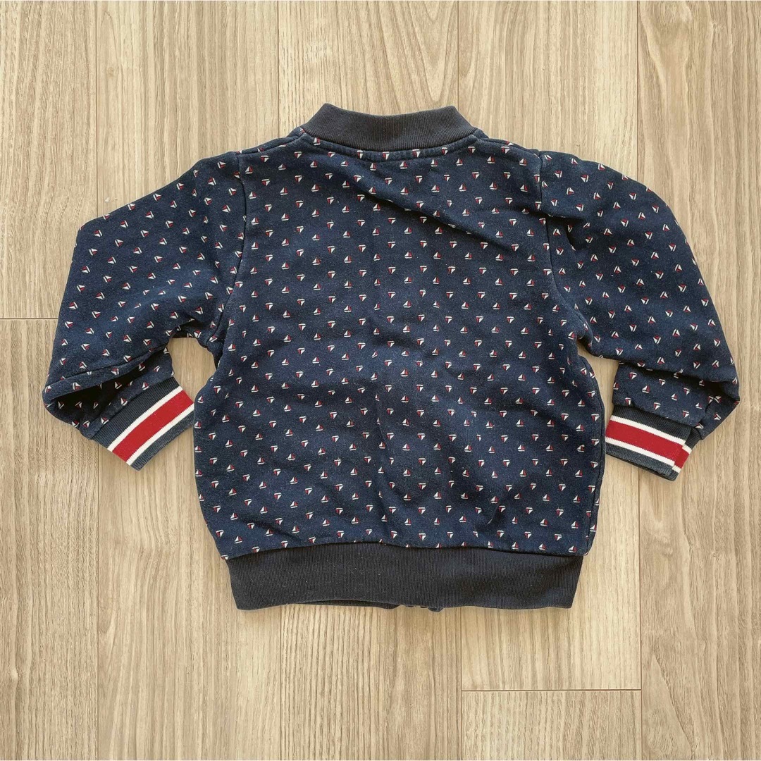 PETIT BATEAU(プチバトー)のPETIT BATEAU / ヨット柄 スウェット カーディガン キッズ/ベビー/マタニティのキッズ服男の子用(90cm~)(カーディガン)の商品写真